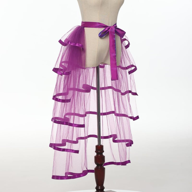 GRACEART Steampunk Sparkle Sequin Tulle Tutu Bustle Skirts 6 Layer Overskirt Tie-on Belt - Image 2
